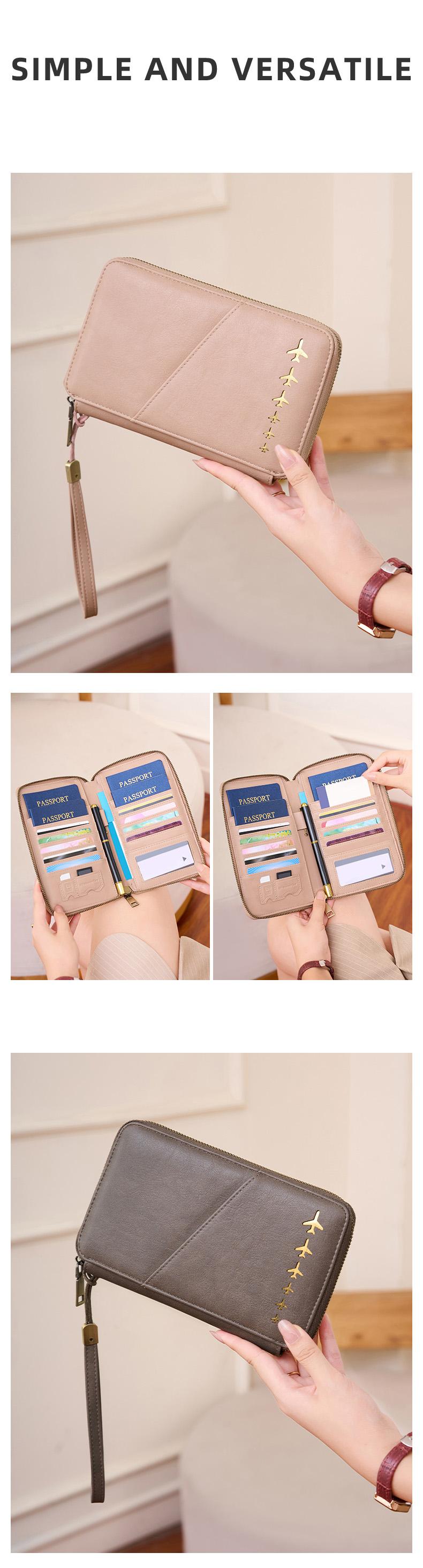 Multi functional zipper travel card holder, passport cover that can hold 5 passports, RFID shielded card holder, travel accessories, travel essentials, ideal gifts, Christmas, Valentine's Day, unisex passport bag, family travel document, Passport Wallet