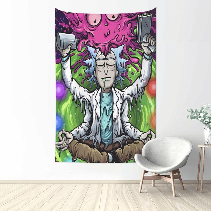 Cartoon Rick and Morty room dormitory decoration wall hanging tapestry living room bedroom wall art 40x60 inches