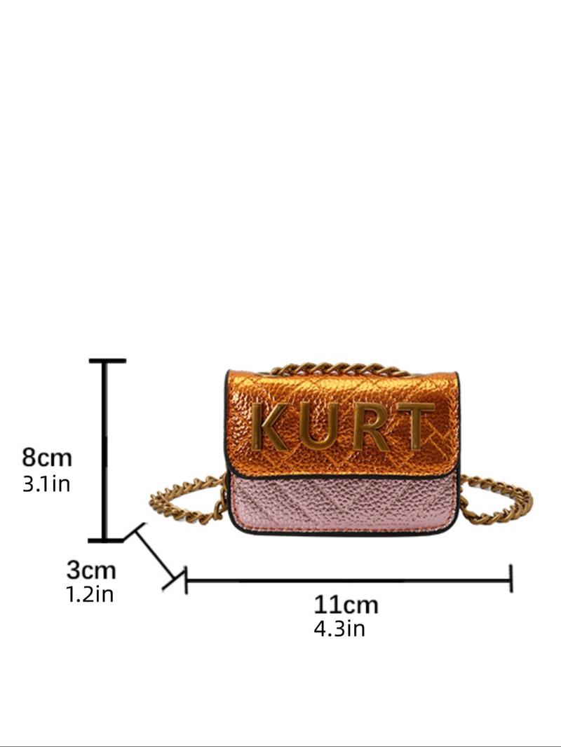 Mini Magnetic Crossbody Chain Bag, Small Shoulder Bag with Letter Flap, Multi-Color Options, Casual Style, All Seasons Use