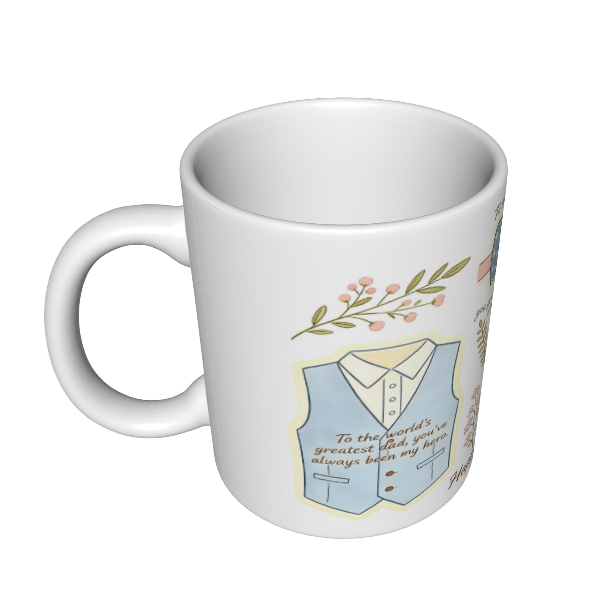 Father's Day Personalized Printed  Unique Pattern Ceramic Coffee Cup for Birthday Gift Office Use Heat Resistant Easy to Clean 11oz  Set mug
