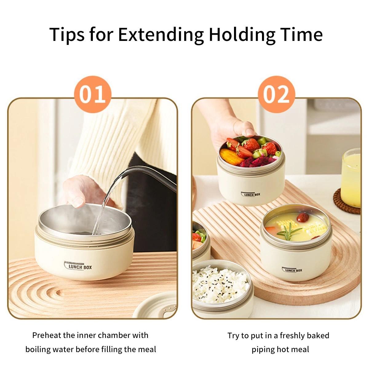 Portable Insulated Food Lunch Container Set, 1 Set Including 3 Counts Lunch Box & 1 Count Insulated Bag, 3 Separate Stackable Lunch Container for Adult & Kids Travel, Insulated Bento Box, Kitchenware