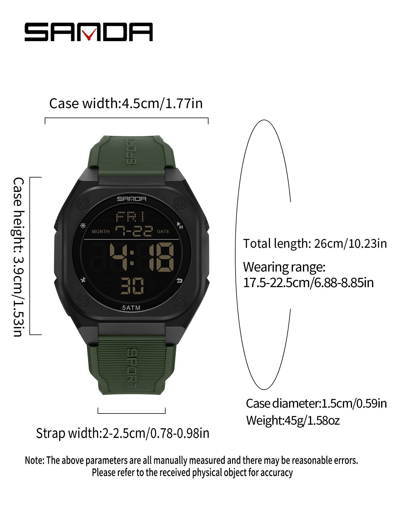 SANDA Men's Sports Watch Fashion and Leisure Men's LED Single Display Night Light Waterproof Multi functional Timing Electronic Watch Best Gift+BOX Waterproof Multifunctional Watch