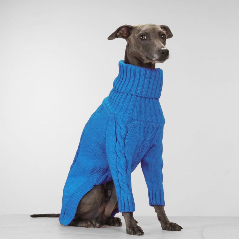 Blue Comfortable High-Neck Dog Sweater Autumn Winter Style Belly Protection Two-Leg Sweater - High-Neck Long Sleeve Knit Pullover, Suitable for Small Medium Large Dogs Whippet Greyhound Beagle Two-Leg Clothing, Spring Autumn Winter Dog Clothes