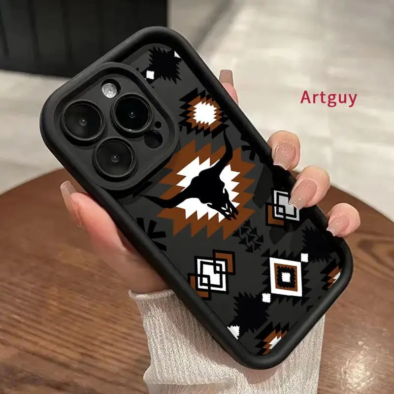 Retro Western Cowboy Soft Silicone TPU Phone Case Protective Shell Casing for iPhone 18 Pro Max 17 16 Plus 15 14 13 12 11 XR Air E Mini - Drop Protection Shockproof Electronics Accessories Advanced Fashion Gift Resistance