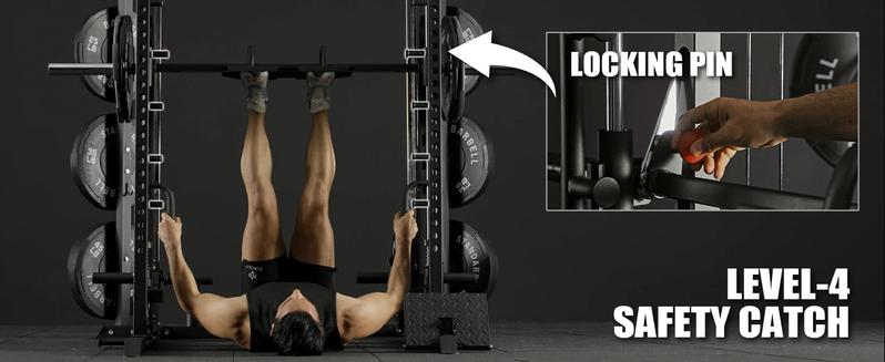 Smith Machine, Power Cage with Functional Trainer and Vertical Leg Press Attachment, All-in-one Power Rack Squat Rack for Home Gym Lat Pulldown System Strength Training Equipment Push Up Stand