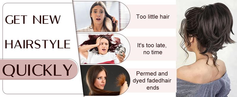 SEGOHAIR Claw Clip Short Ponytail Hair Extensions Messy Bun Hair Piece with Bendable Metal Wire Natural Fluffy Synthetic Straight Hairpiece