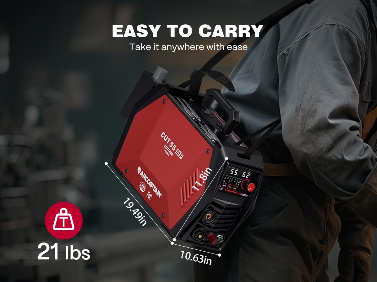 ARCCAPTAIN iControl [Non-HF] Plasma Cutter CUT55 MP with APP Control, 55Amp Blowback Pilot Arc, 120V/240V, Upgraded LED Display, Grid Cutting, Rust Removal, Plasma Gouging, Pressure Detection