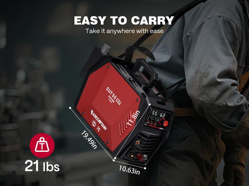 ARCCAPTAIN iControl [Non-HF] Plasma Cutter CUT55 MP with APP Control, 55Amp Blowback Pilot Arc, 120V/240V, Upgraded LED Display, Grid Cutting, Rust Removal, Plasma Gouging, Pressure Detection