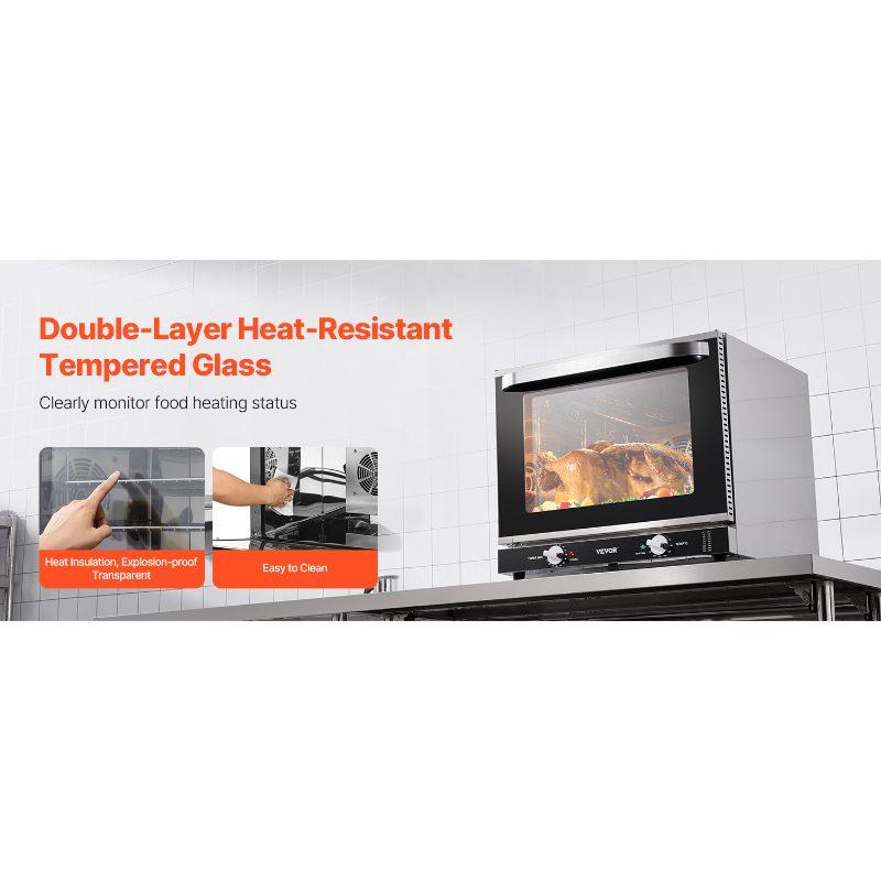 Fathersdaygift VEVOR Commercial Countertop Oven, 66L 4-Tier Toaster Ovens with Tempered Glass Door, Wire Racks Tray, 2800W Stainless Steel Baking Ovens for Restaurant Bakery (AC208240V, 60Hz, 6-20P Plug Output)dealsforyoudays