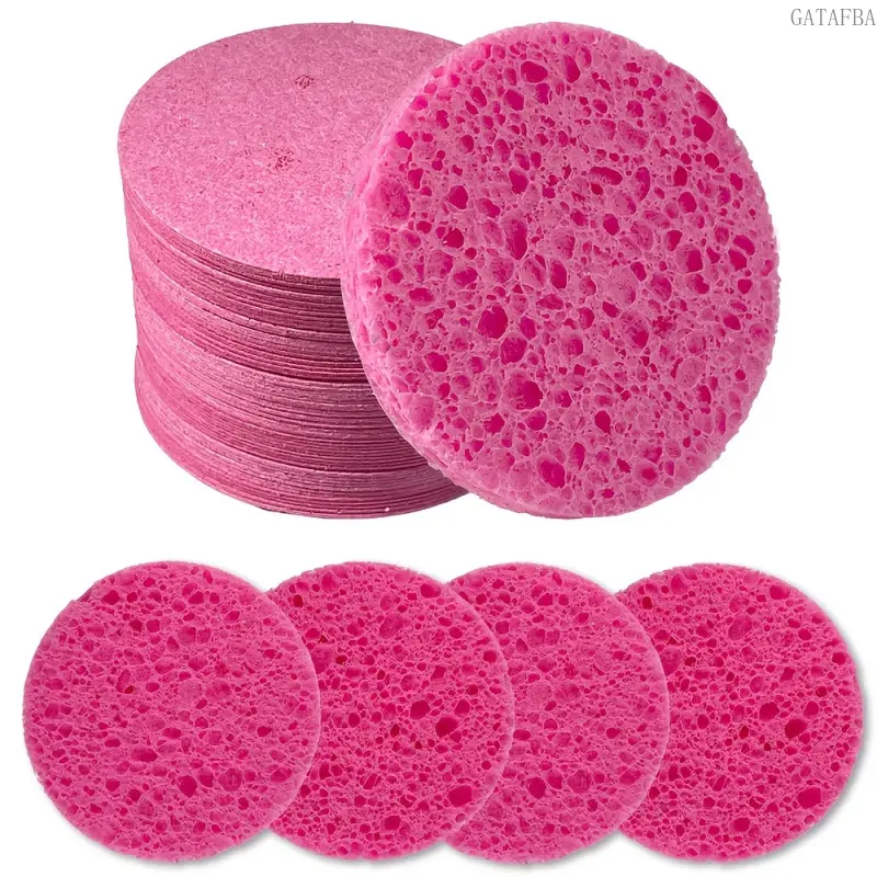 30 Pack Round Facial Sponges, Compact Cleansing Sponges Designed for Makeup Removal, Exfoliating and Skin Cleaning, Ideal for Travel Skincare Use