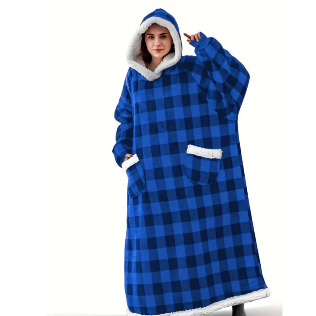 Large Christmas Gift Flannel Blanket Hoodie, Soft Warm Comfortable One-Piece Design, Ideal for Adults and Teens, Winter Home Wear, Cozy Hooded Blanket