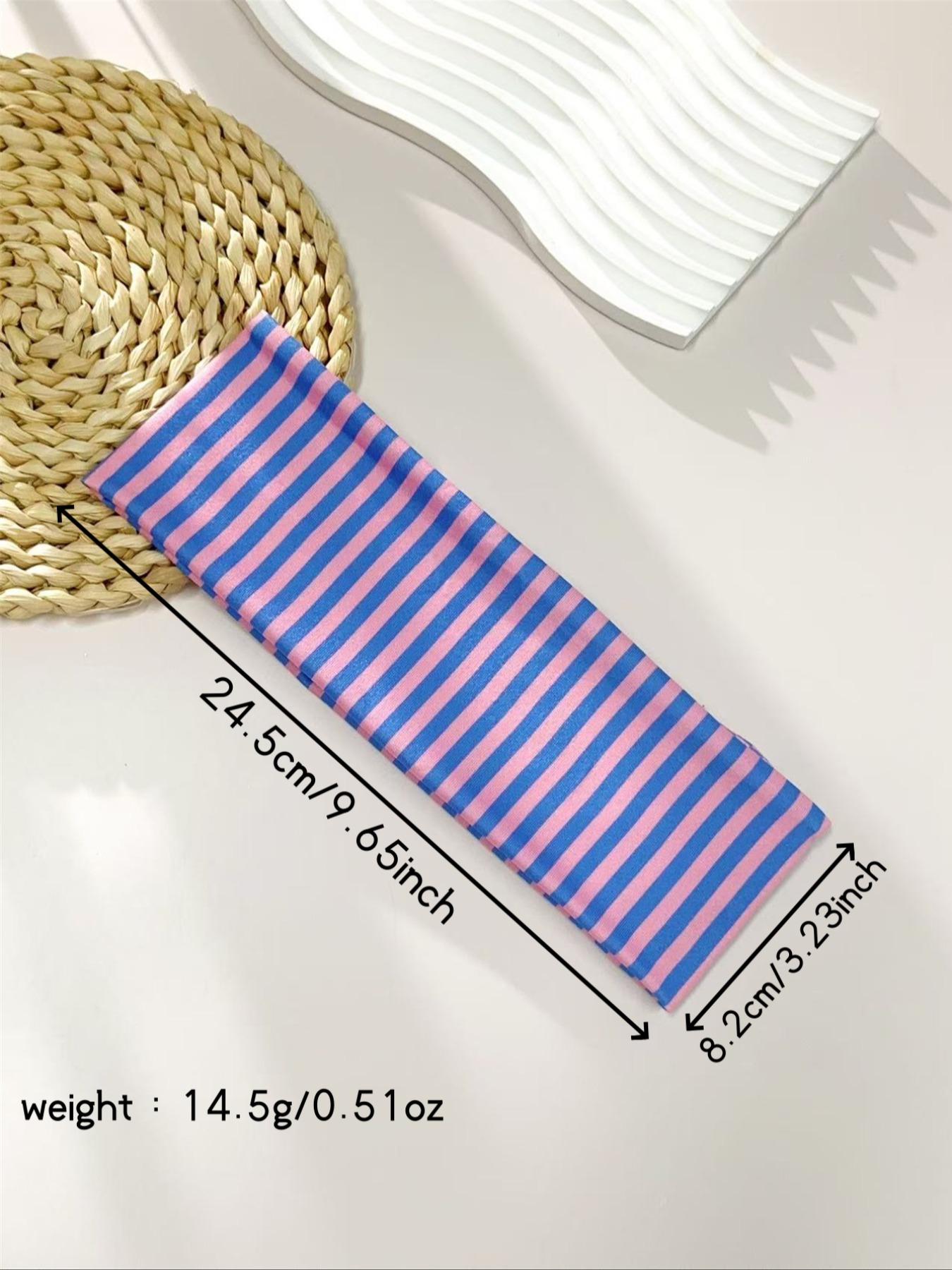 Women's Elegant Sweet Striped Printed Elastic Sports Headbands, Suitable for Daily Use, Yoga, Running, Sweat-Absorbing Hair Accessories, Workout Headband