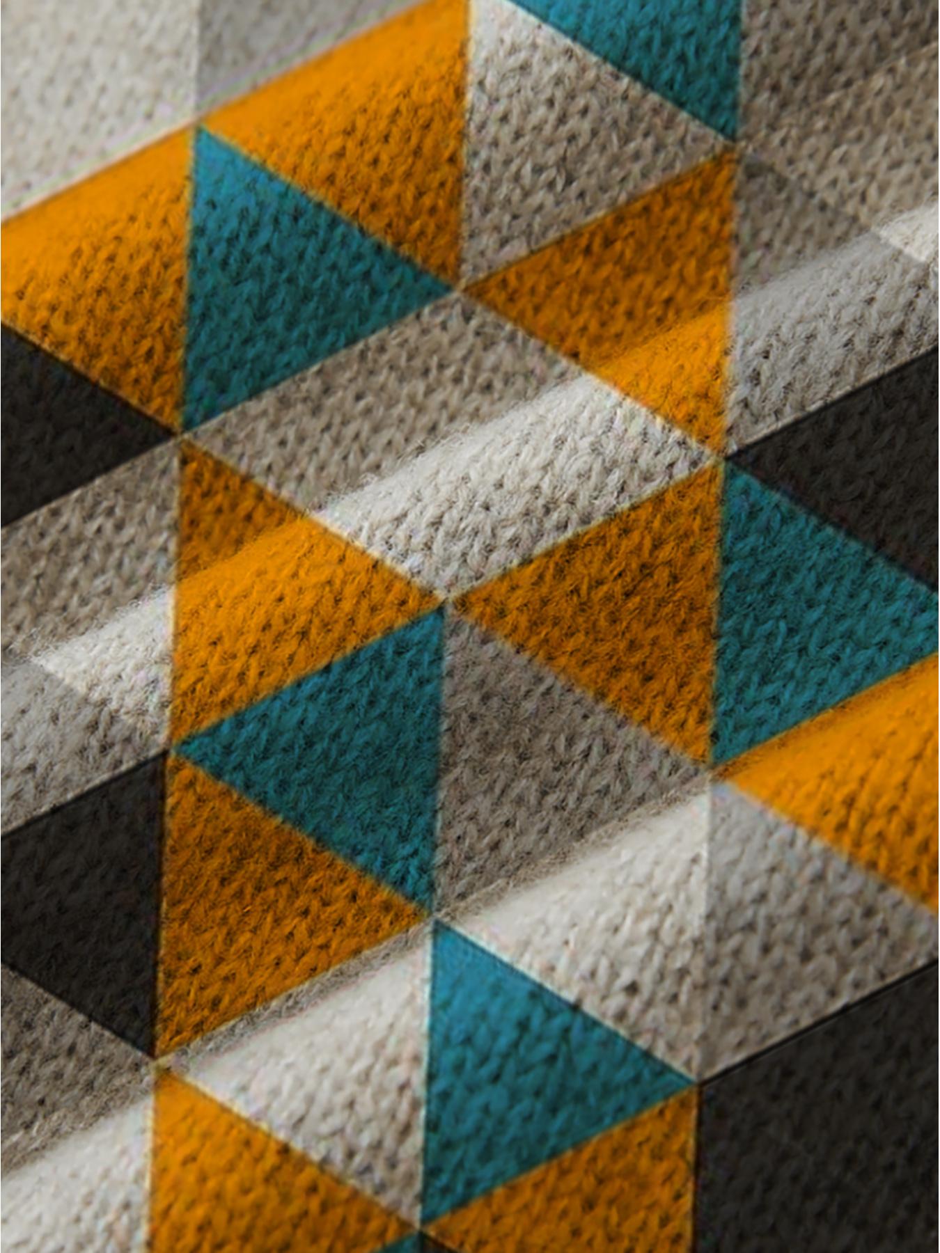 Geometric Triangle Patchwork Colorblock Sweater, Casual Short Sleeve Knit Top, Comfortable Warm Women's Clothing for Fall Winter