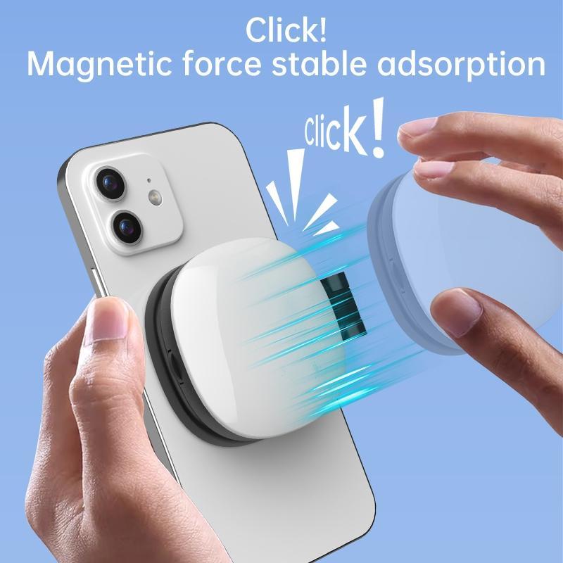 Magnetic Selfie Light for Phone with Mirror, Retractable Foldable Pocket Size Portable Mini Ring Light for Phone, Dimmable Fill LED Phone Light, Selfie Led Lights for Video Recording/Live Streaming/Makeup/Vlog