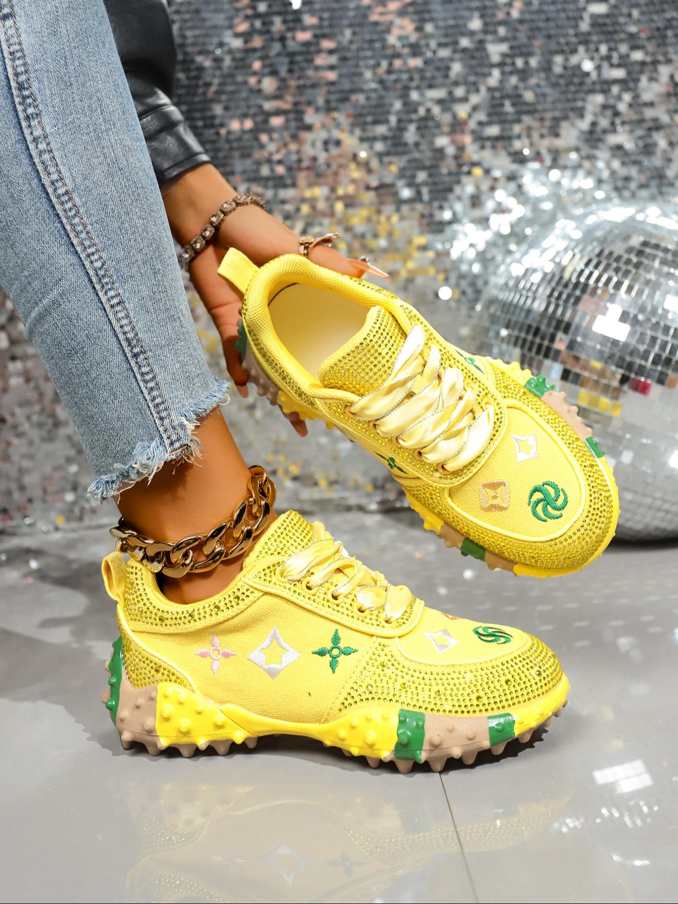 Sweet Cool Full Diamond New Street Casual Sports Shoes, Textile Upper, Rubber Sole, All Seasons, Less Than Ankle Height, Plain Style