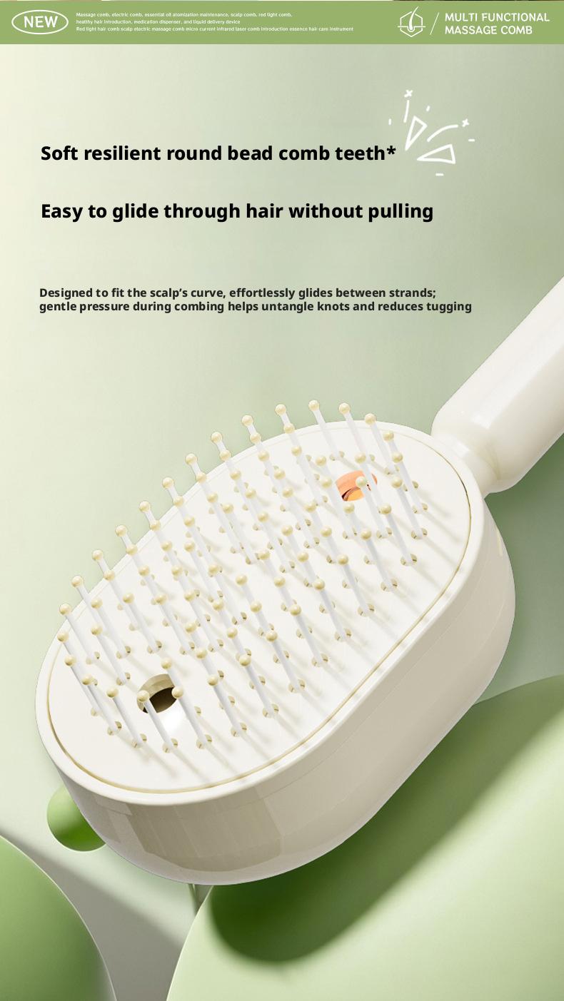 Overseas viral electric spray massage comb, retractable anti-tangle black technology, Tangle Free Hair, hair nourishing and protecting air comb, multifunctional spray hair care comb, 10ml oil storage tank, anti-breakage hair