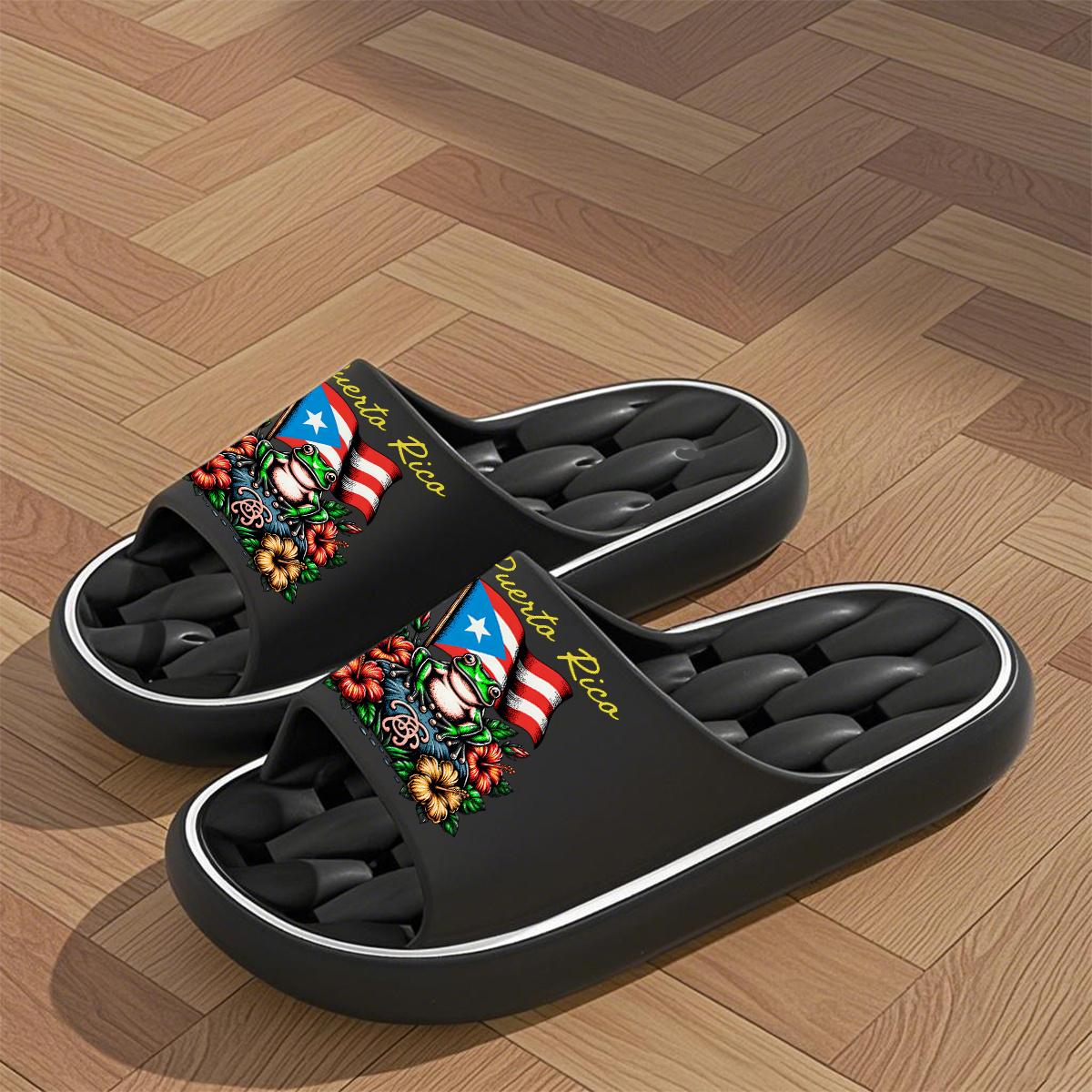 1 pair of new unisex sandals, Puerto Rico frog floral sandals, indoor/outdoor slippers, holiday gift sandals, women's sandals, room sandals, birthday gift sandals, casual sandals, summer EVA sandals, bathroom sandals, beach sandals, House Slides