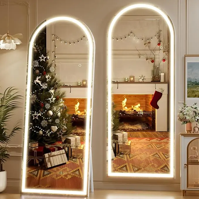 21"W x 64"L Inch Arched or Right Angle Led Mirror Full Length Mirror with Lights Arch Design,16"x 59"Tempered Glass,Shatter-Proof, Dimming & 3 Color Modes for Bedroom Cloakroom-UL Right Angle Mirror Full Length,Full Length Mirror with Lights Arch Design