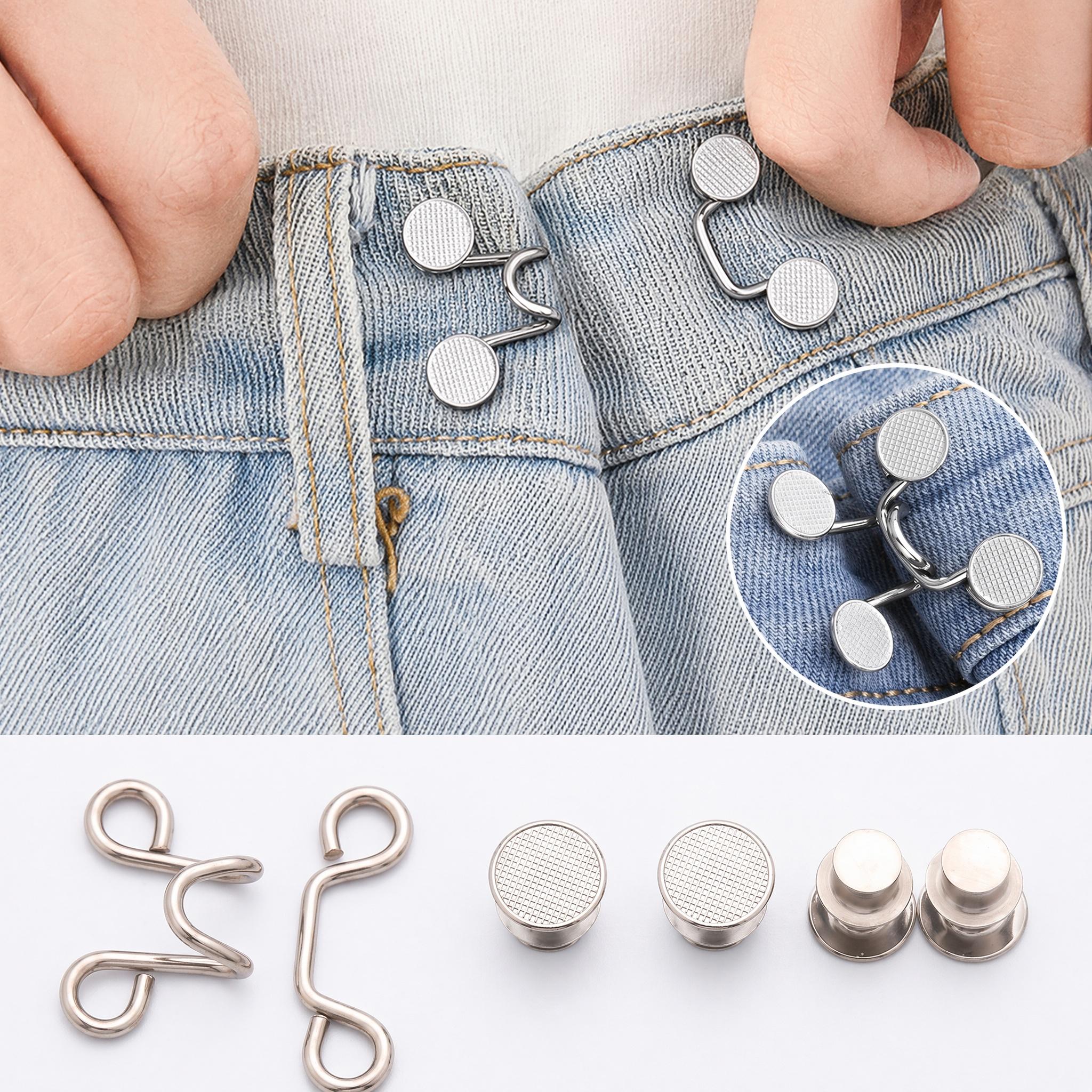 Seamless Jeans Waist Belt Tightener, Adjustable Fit & Secure Metal Button Hook, Durable Clip Design, Versatile Style for Women's Pants-YY1