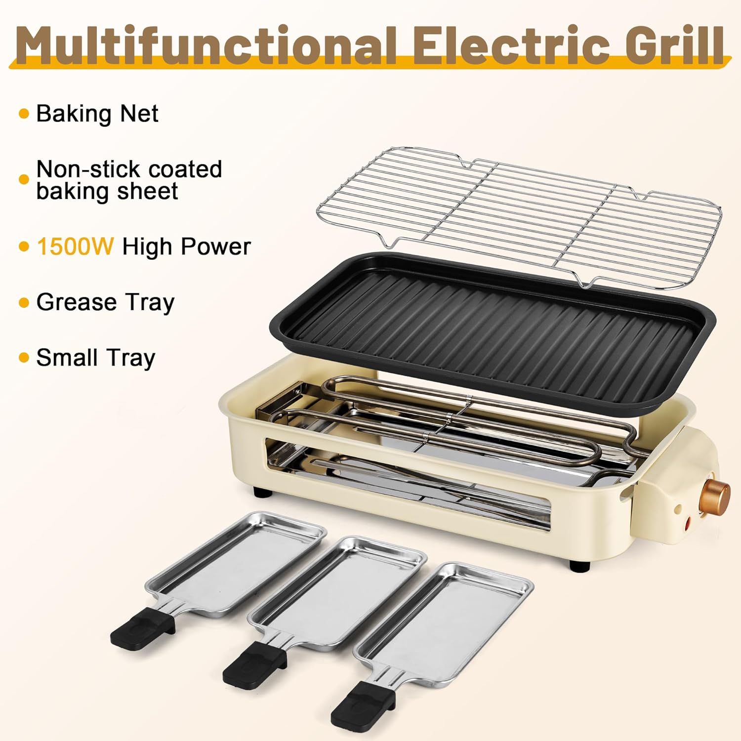 Indoor Smokeless Electric Korean BBQ Grill,Non-Stick Cooking Removable Plate,5 adjustabletemperatures,Dishwashr Safe,1500w,Kitchen Appliancesgrill machinee
