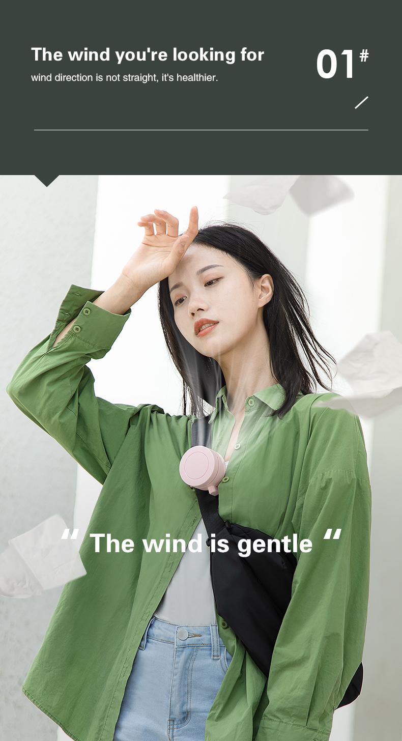 Mini Wearable Waist Fan – 360° Rotating Bladeless Airflow, USB or Battery Operated, Hands-Free Cooling for Hiking, Farming, and Camping