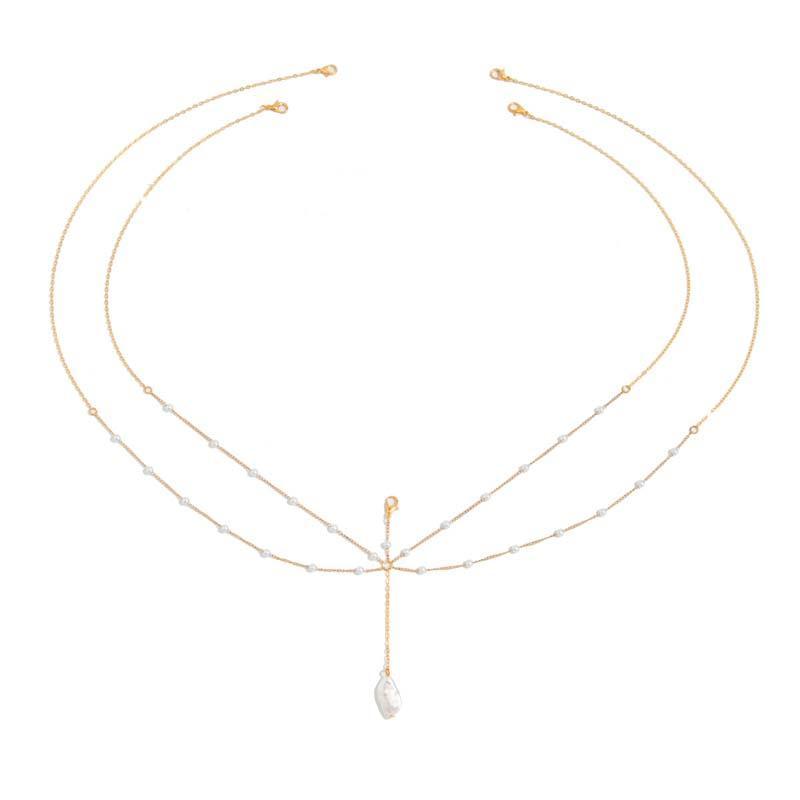 Sexy Metal Pearl Shell Pendant Chest Chain for Women Girls Fashion Gold Color Sun Multilayer Tassel Body Chain Bikini Jewelry