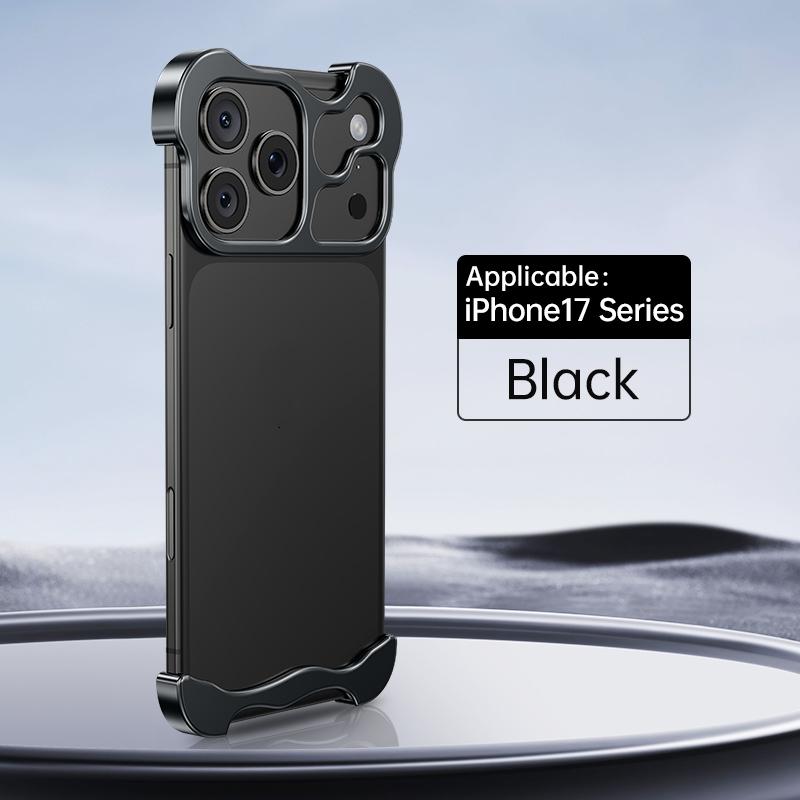 Minimalist Phone Case for iPhone 17 Series, Aluminum Alloy Frameless Design, Ultimate Protection with Lens Film Included