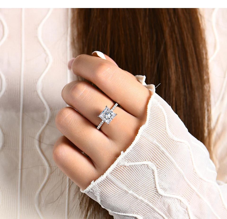 Princess Cut Synthetic Moissanite Rings D Color VVS1 8.0mm Engagement Wedding Rings For Women Gift R049 SpringStatements