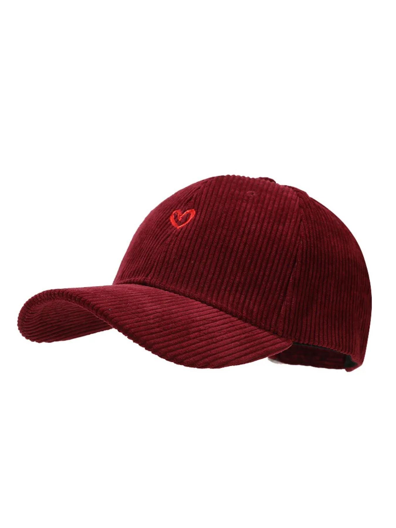 New Little Love Embroidered Corduroy Baseball Cap Spring and Autumn Women's Korean Fashion Simple Sun Hat Outdoor Casual Caps