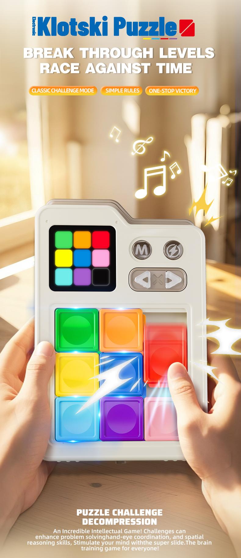 BRRRRT Huarongdao Smart Puzzle, Electronic Sliding Puzzle Game, Interactive Educational Toy, Featuring 1000+ Logic Puzzles, Smart Difficulty Adjustment, Cultivates Spatial Thinking and Problem-Solving Skills Children's Christmas Gift