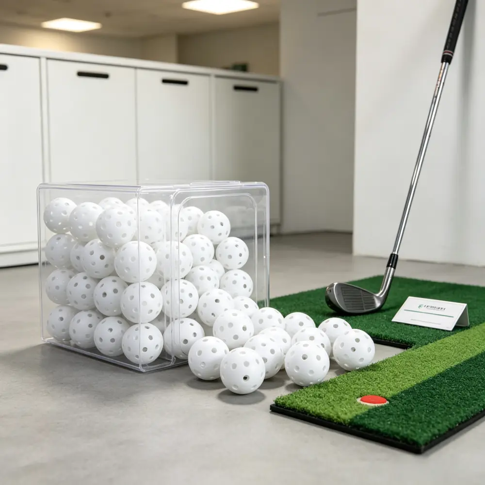 YFMHK 100 Pack Plastic Practice Balls, White Hollow Perforated Training Balls, Lightweight Airflow Plastic Balls for Golf, Baseball, Softball Indoor & Outdoor Training, Multi-Pack Sports Practice Balls