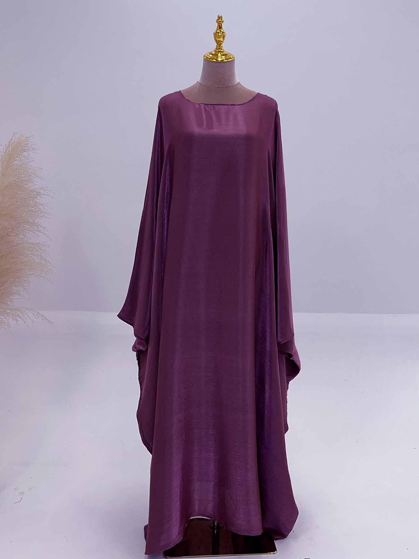 Women's Solid Color Round Neck Kaftan, Modest Fashion Long Sleeve Maxi Dress for Daily Wear, Women's Islamic Clothing for All Seasons