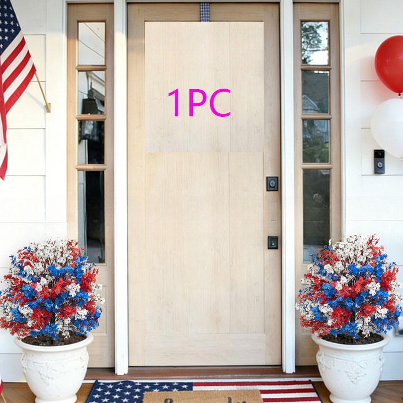 Simulated Independence Day red, white and blue simulated flowers arranged in a star-shaped pattern for ground decoration, suitable for July 4th / Independence Day party decoration, for use in indoor, outdoor gardens, bonsai, balcony or any other place.