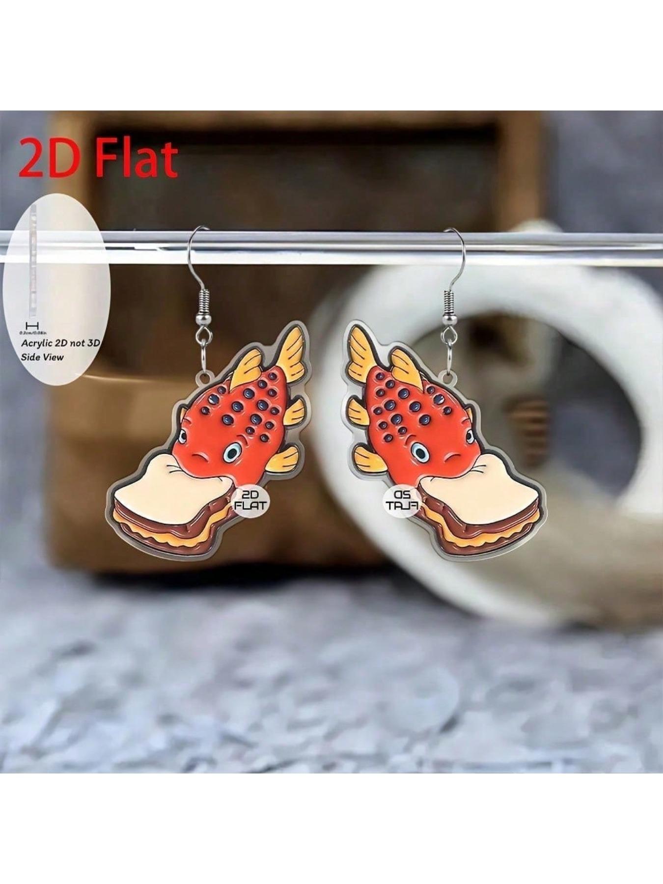 fish shaped pendant earrings for eating sandwiches, fashionable jewelry, party gifts, holiday gifts for family and friends, party accessories,elegant design, trendy jewelry, minimalist craftsmanship, fashionable accessories, fun accessories