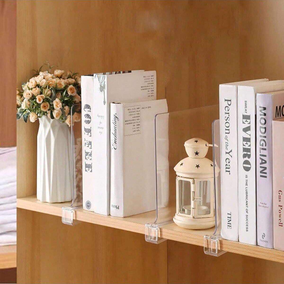 Clear Acrylic 6pcs Shelf Dividers for Closets, Organizers & Purses Separator, Ideal for Kitchen Cabinets & Bedrooms, Durable Design