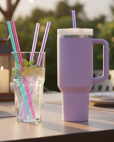 Replacement Straw Compatible with Stanley Quencher 40 oz,30 oz Tumbler, 12 inch Extra Long Reusable Straws Plastic For 40 Oz Cup,Clear-6 Pack