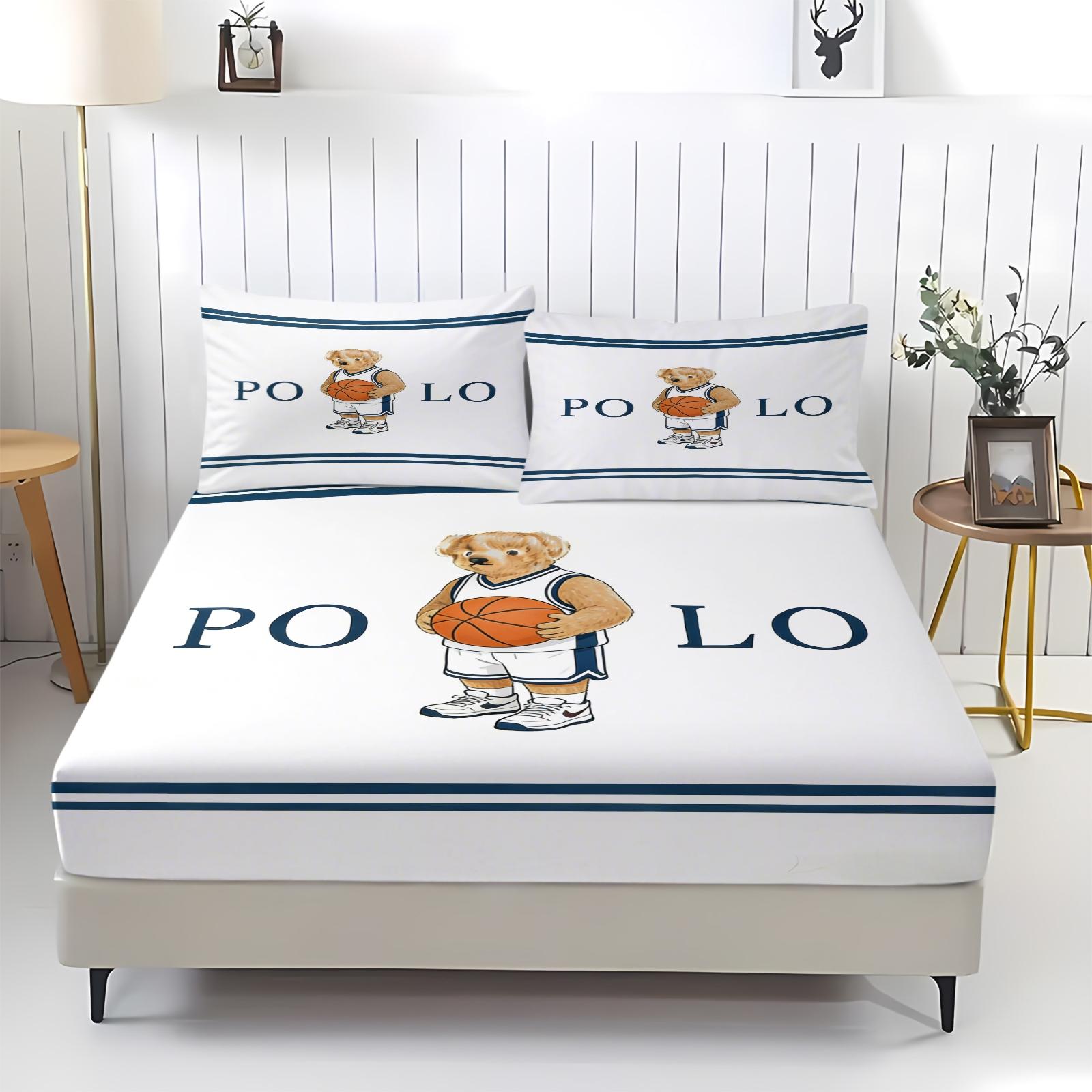 Teddy Bear Pattern Bed Sheet, Comfortable Printed Pattern, Includes 1 Bed Sheet and 2 Pillowcases, Comfortable Bedding, Non slip Dust Cover Suitable for Bedroom and Guest Room, Suitable as a Gift for Children or Adults, Bed Sheets Set