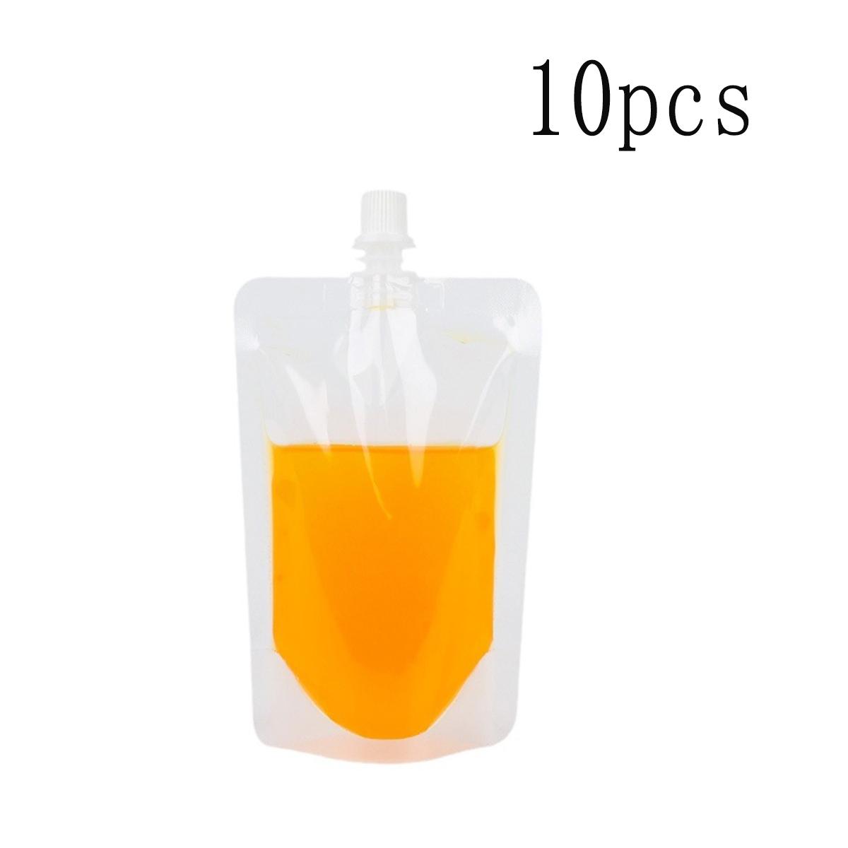 10-Pack Reusable Hidden Plastic Drink Bags, Leak-Proof Storage Pouches, Transparent Plastic Bags, Ideal for Beverages, Yogurt, Travel Use
