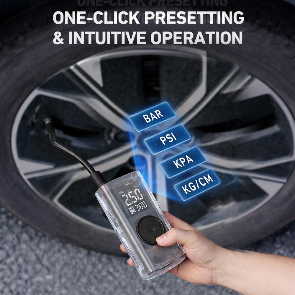 Wireless portable tire inflator pump, digital tire pressure gauge, automatic shut-off, car emergency air compressor, compatible with vehicles, bicycles, sports balls, multiple nozzle accessories + USB charging function Wireless portable tire inflator pump, digital tire pressure gauge, automatic shut-off, car emergency air compressor, compatible with vehicles, bicycles, sports balls, multiple nozzle accessories + USB charging function