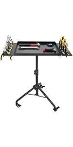 Salon Tray Cart Salon Rolling Tray, Tattoo Tray with Wheels Adjustable Height, Service Storage Tray Trolley for Beauty Clinic Spa