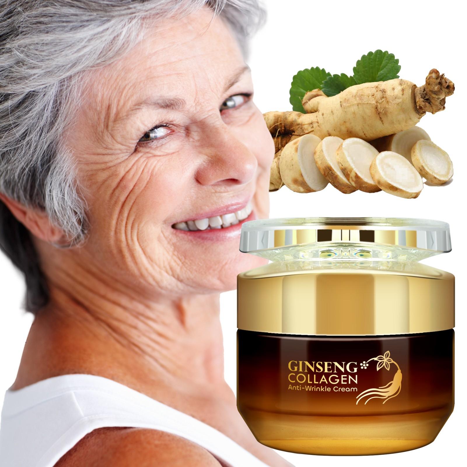 50g Ginseng Collagen Anti-Wrinkle Face Cream, Niacinamide, Shea Butter, Hyaluronic Acid, Moisturizing, Brightening, Hypoallergenic, All Skin Types