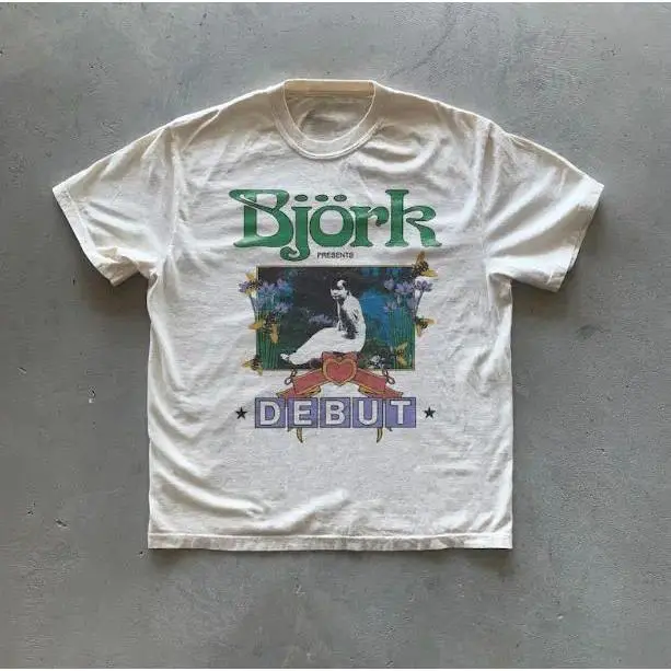 Y2k Bjork Debut T-Shirt, Vintage Graphic Tees Gothic Grunge Y2k Emo Scene Amity Affliction Style Clothes Men Women Streetwear