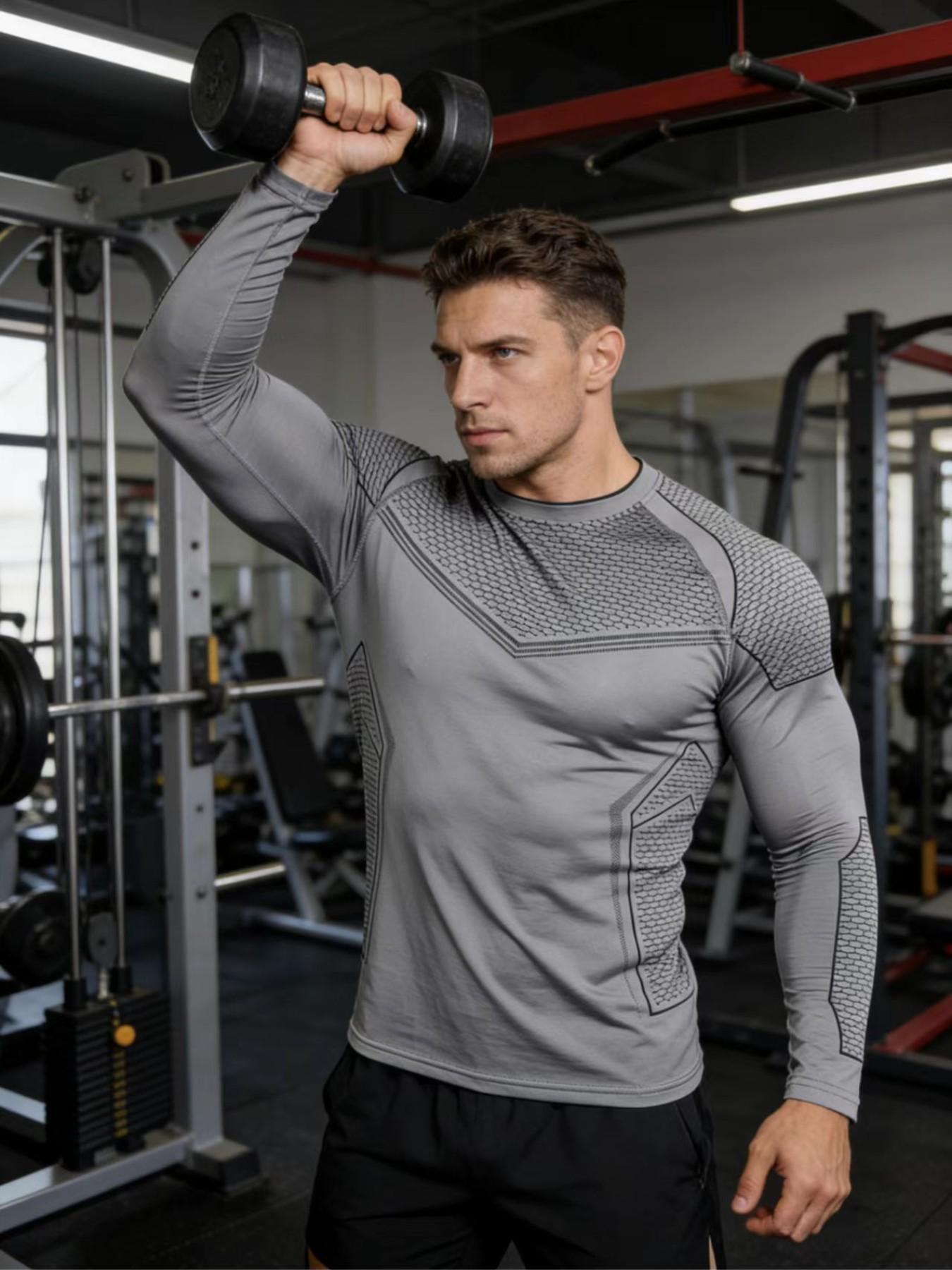 Viral Athletic Compression Shirt Men | Quick Dry Long Sleeve Gym Top | TikTok Trendy Fitness Workout Tee