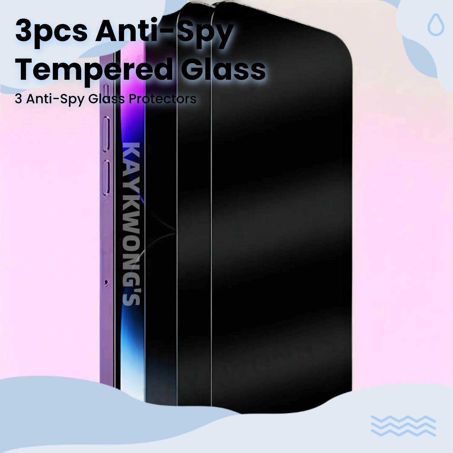 KAYKWONG'S Anti-Spy Tempered Glass Screen Protector, 3 Counts HD Privacy Phone Screen Protective Films, Phone Screen Tempered Glass Film Compatible with iPhone 6/7/8/XR/11/12/13/14/15 Pro Max/15 Plus/16/17 Air Series Accessories, Smartphone