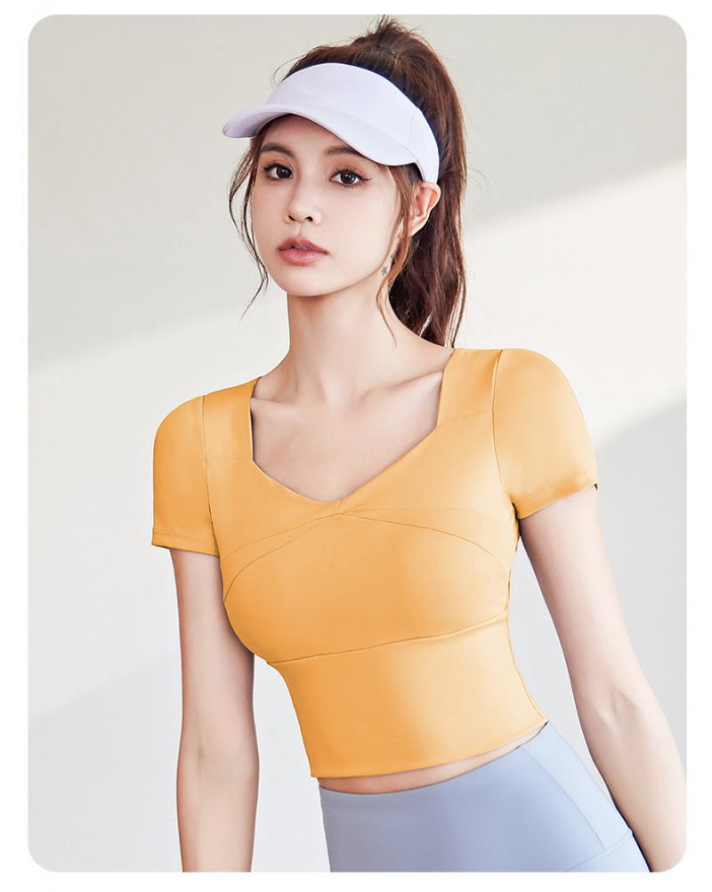 Women's Slim Fit Yoga Set, Summer Running Sports Suit with Chest Pad, Slimming Fitness Training Outfit