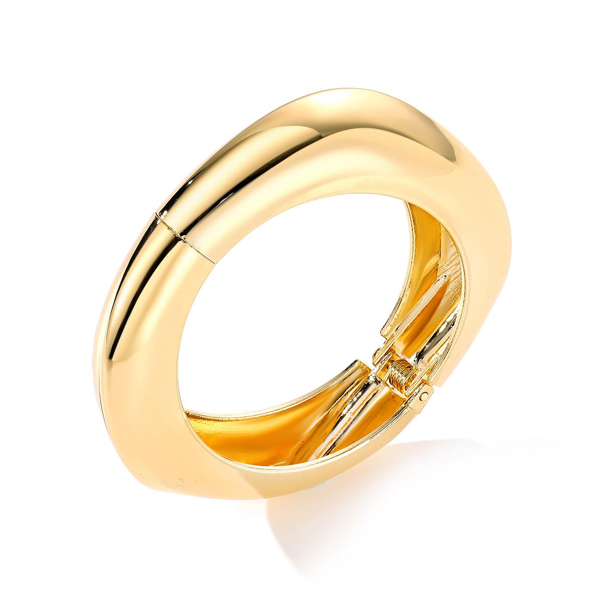 Women's Minimalist Chunky Gold-Silver Cuff Bangle Set, Trendy Wide Smooth Dome Sports Wristbands, Aesthetic Liquid Tear Drop Open Layering Punk Metal Jewelry Gift for Daily Use, Bangles