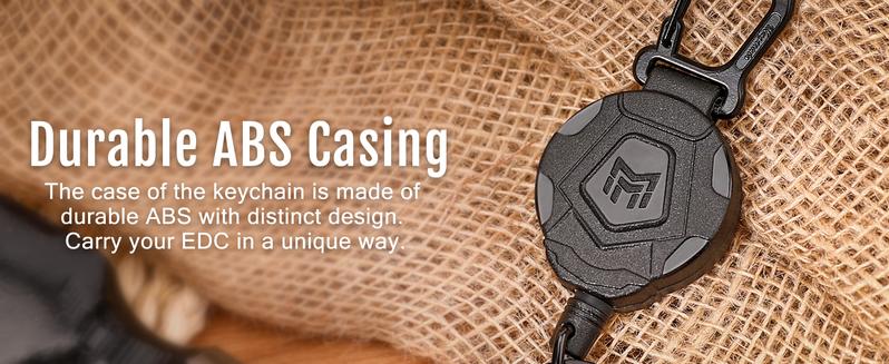 Badge Holder Retractable Clip Heavy Duty Carabiner Badge Reel Keychain with Lanyard ID Cards Holder Cool Tactical ID Holder