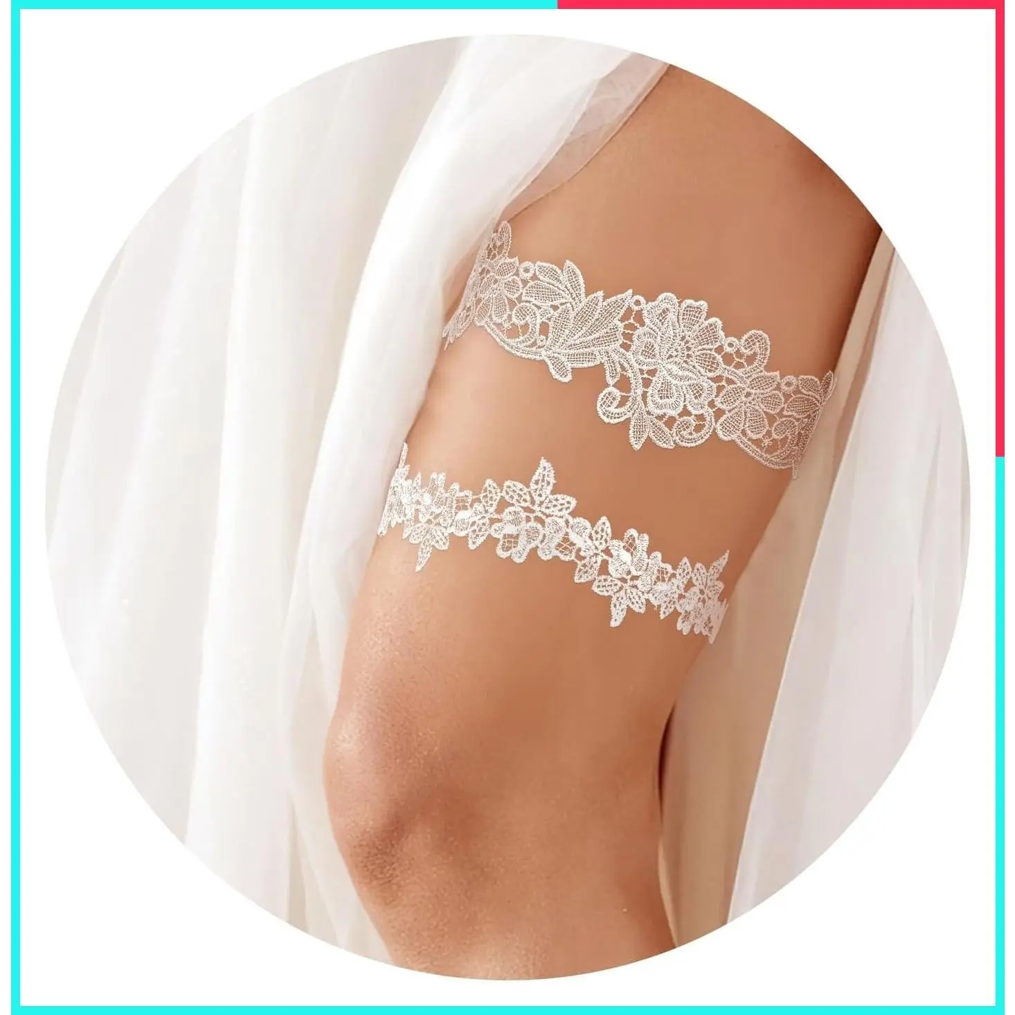 White Lace Bridal Garter Set, 2-Piece Wedding Garter Belt for Bride
