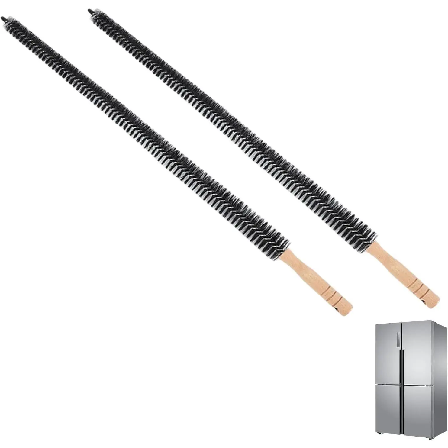 Fridge Coil Cleaning Brush,29.5Inch | 2Pack,Extra Long Handle Coil Brush for Fridge,Crevice Stanless Steel Cleaning Brush
