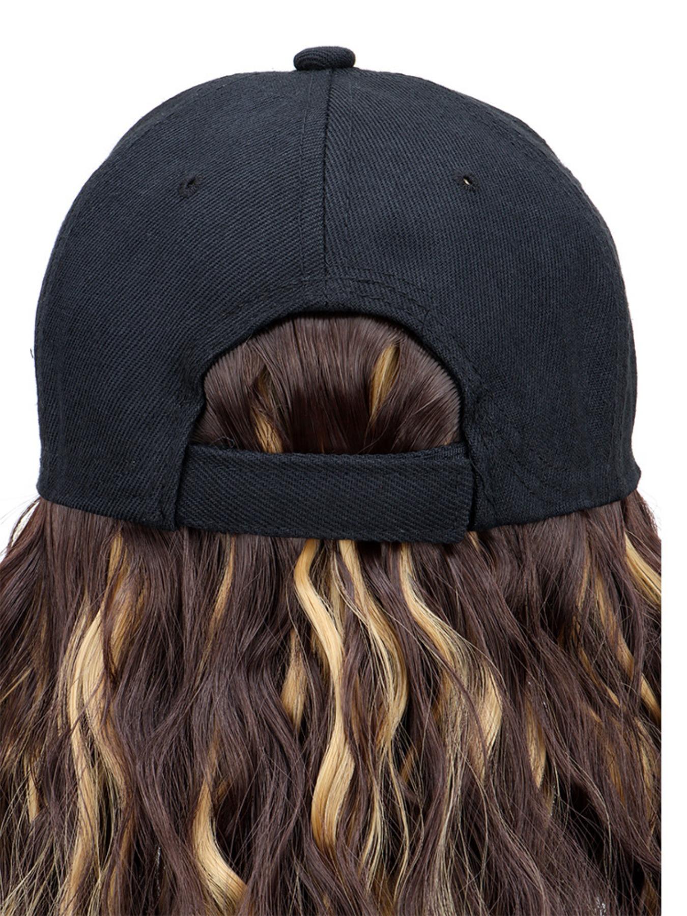 1pc Long Curly Synthetic Hair Wig with Bangs, Natural Look Baseball Cap Hair Extension, Easy to Style and Maintain, Multifunctional Design